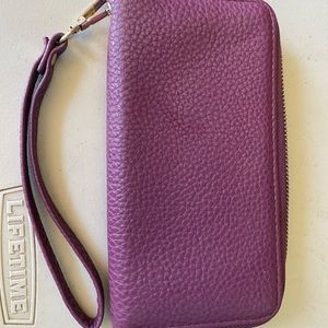 Purple wristlet wallet